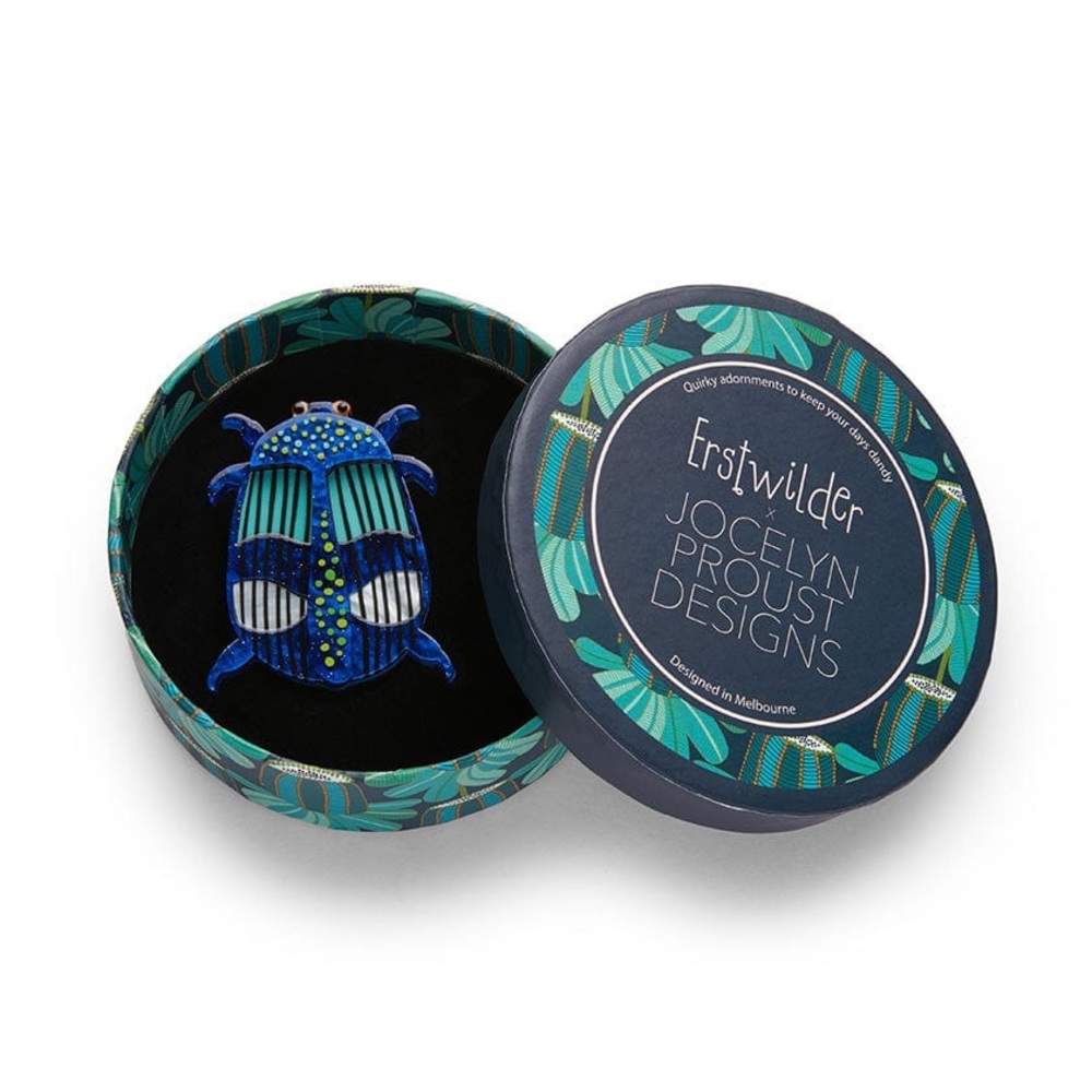 Erstwilder Jocelyn Proust Blue Beetle Brooch